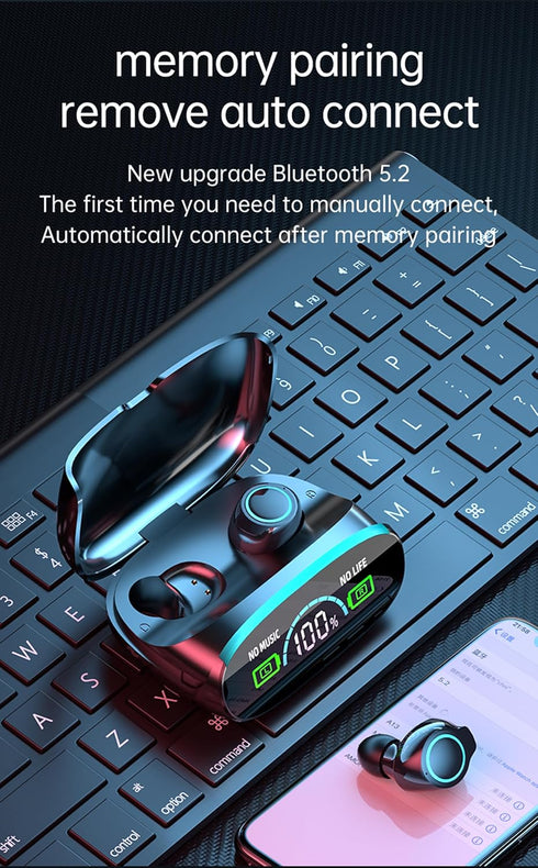 True Wireless Earbuds, 2024 Bluetooth Headphones 5.3 Earbuds, Waterproof Touch Control Ear Buds in-Ear Built-in Mic, with LED Power Display, IP7 W...