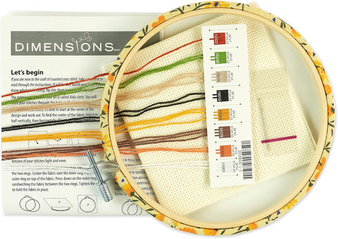 Dimensions Birdie Teacup Counted Cross Stitch Kit for Beginners, 6" Diameter, Multicolor 5 Piece...