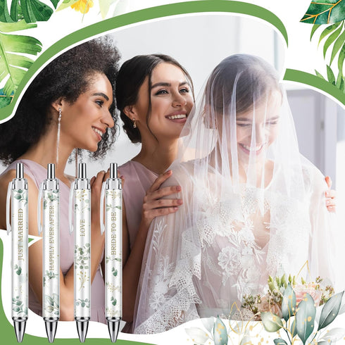 24 Pcs Bridal Shower Ballpoint Pens Retractable Black Ink Wedding Pens with Quotes for Guest Book Writing Games Gifts Wedding Favors Souvenir Offi...