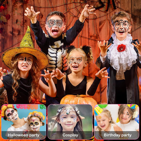 Marspark 24 Pcs Halloween Face Paint Stencils Set Reusable Face Painting Makeup Stencils Face DIY Art Template for Halloween Cosplay...