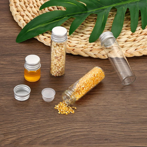 PATIKIL 15ml Clear Glass Vials, 25 Pack Small Liquid Sample Vial with Screw Caps Plastic Stoppers and 64 Labels Leak-Proof Bottles Empty Jars...