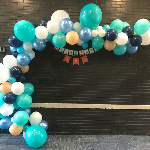 Teal Balloon Garland Arch Kit, Navy Blue Light Blue Teal White Turquoise Aqua Latex Balloons Garland Kit for Boys Girls Women Bridal Baby Shower O...