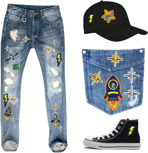 35 PCS Iron on Patches Solar System Appliques Stickers Woohome Embroidered Space Planets Patches Applique Kit for Clothing, Jackets, Backpacks, Je...