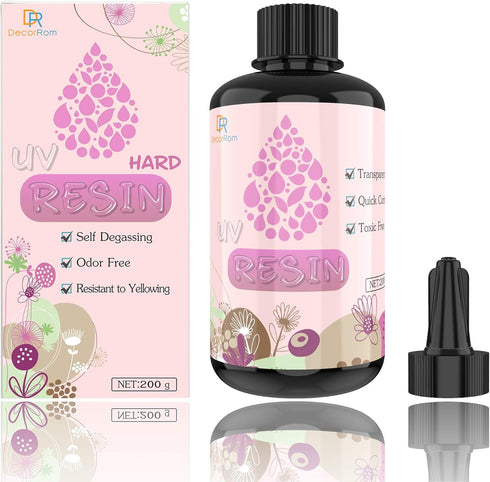UV Resin - 200g Hard Type Crystal Clear Glue for Jewelry Making, DIY Crafts, Resin Mold, Pendants & Casting - Ultraviolet Curing Epoxy, Transparen...