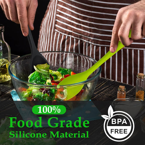 4 Pcs Silicone Spoons for Cooking, 10.6'' Large Mixing Spoon for Cooking Heat Resistant Basting Spoon Serving Spoon, Non Stick Kitchen Utensil Spo...