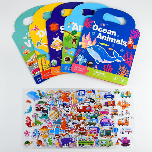 ASTARON Reusable Sticker Book for Toddlers, Space Stickers Road Trip Activities Car Airplane Activities Travel Toys for Kids, Kids Quiet Time Acti...