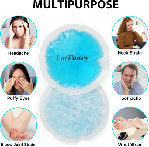 LotFancy Ice Pack for Injuries Reusable, 8 Small Gel Heating Cooling Pads with Cloth Backing, Hot Cold Therapy for Eyes After Surgery, Face, Breas...