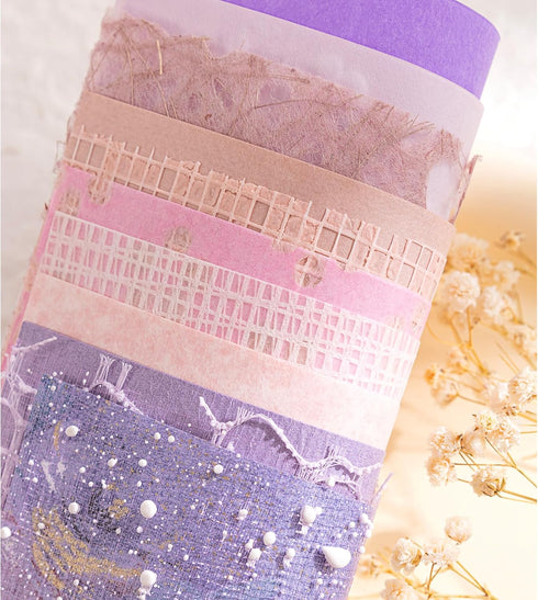 Aromoty 50Pcs Handmade Scrapbook Paper Craft Textured Paper Morandi A6 sheet Mesh Fabric Mulberry Special Paper Mix for Scrapbooking Junk Journal ...
