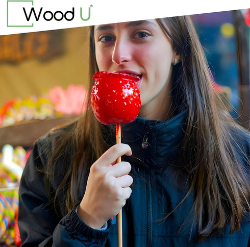 Wooden Candy Apple Sticks 5.5"x3/16" - Disposable 100 Pcs of Cocktail Picks and Toothpicks for Appetizers...