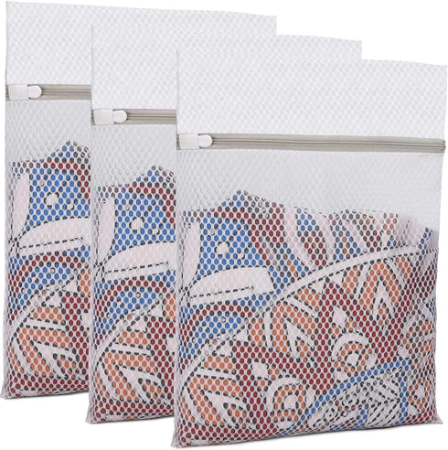 3Pcs Durable Honeycomb Mesh Laundry Bags,Reusable Washing Machine Wash Bags for Delicates 12 x 16 Inches (3 Medium)...