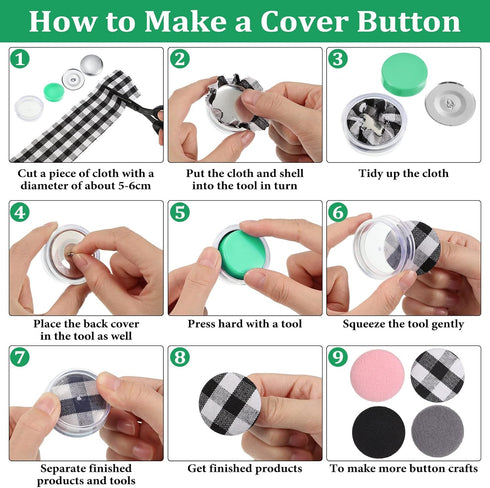 100 Sets Cover Buttons Kit with Tools Size Buttons to Cover Self Cover Buttons with Wire Backs DIY Fabric Cloth Cover Buttons (Size 45/1.1 Inch)...