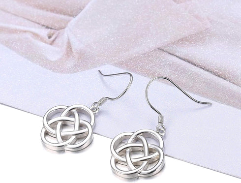 Sllaiss 925 Sterling Silver Celtic Knot Drop Earrings for Women Good Luck Irish Vintage Earrings Round Dangle Earrings...