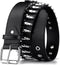 Bullet Studded Belt, Punk Rivet Belt Black Leather Rock Belt with Silver Bullet for Women Men...