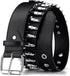 Bullet Studded Belt, Punk Rivet Belt Black Leather Rock Belt with Silver Bullet for Women Men...