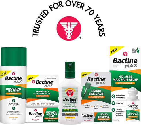 Bactine MAX First Aid Wound Wash - Antiseptic Liquid Kills 99.9% of Germs - Infection Protection for Minor Cuts, Scrapes, and Burns - First Aid So...