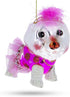 Fluffy Bichon Frise Blown Glass Christmas Ornament...