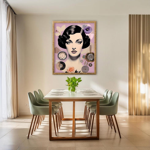 Posterizer 1 pcs-vintage girly purple collage with watches and flowers-Retro Art-Abstract & Modern Art-Gift for Art Lovers-Gifts for Women- UNFRAM...