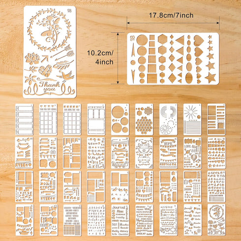 36 Pieces Journal Stencils for Bullet Dot Journals Supplies, 4 x 7 Inch Journal Stencils Templates Set, Planner Stencils for DIY Drawing Templates...