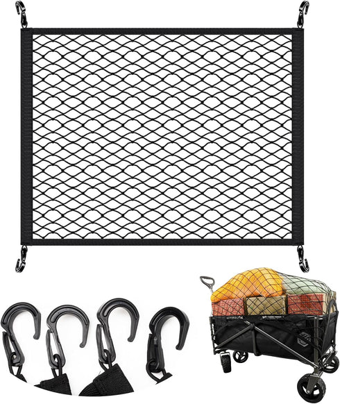 Wagon Cargo Net for Utility Folding Wagon, Elastic Storage Bag Cover Nets with ABS Hook for Outdoor Garden Wagon, Beach Cart, Garden Cart, Trolley...