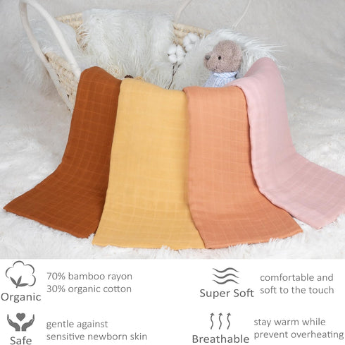 Meracorallo Muslin Swaddle Blanket Silky Soft Receiving Blanket Swaddle Wrap for Baby Boys and Girls, 47 x 47 inches, Yellow...