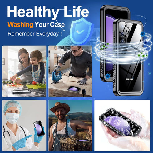 Hualele Galaxy S23 FE 5G Case Waterproof, Built in Lens & Screen Protector Rugged Full Body Heavy Duty Protective Shockproof IP68 Underwater Case ...