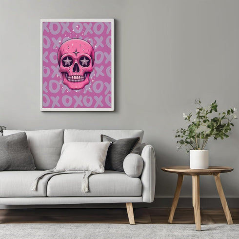 Posterizer 1 pcs-Skull Art Print-Cute Pink Girly Aesthetic Poster-Abstract & Modern Art-Girls room art-Gifts for Women-decor for Girls, Teens Bedr...