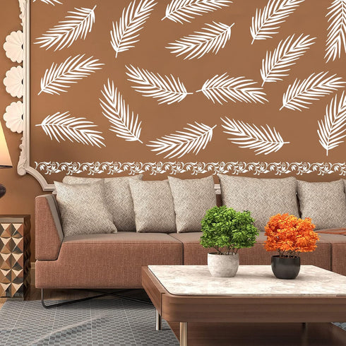 11Pieces Large Leaf Stencil Palm Fern Leaf Stencils for Painting on Walls Nature Tropical Plant Leaves Paint Stencils for Furniture Canvas Home De...