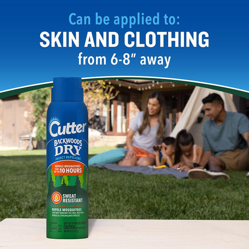 Cutter Backwoods Dry Insect Repellent, Mosquito Repellent, 25% DEET, Sweat Resistent, 4 Ounce (Aerosol Spray)...