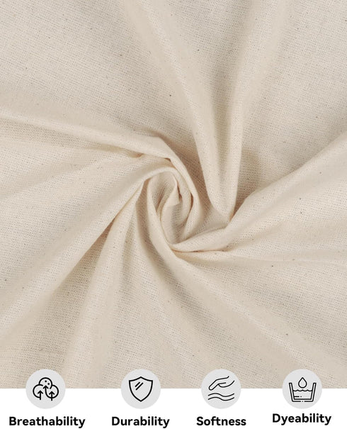 Light Weight 100% Cotton Muslin Fabric: 63 inch x 2,5,10 Yards Unbleached Muslin Linen Fabric Material for Sewing Material Apparel Cloth...