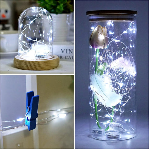 Twinkle Fairy Lights Battery Powered 3 Modes with Timer Firefly Lights 20 LED on 7.2feet Silvery Copper Wire for DIY Wedding Party Christmas Hallo...