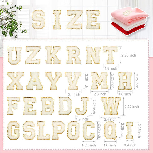 26 Pieces Glitters Patches Iron on Letters Chenille A-Z Patches Decorative Repair Embroidered Personalized Sew on for Clothing Repairing Hats Shir...
