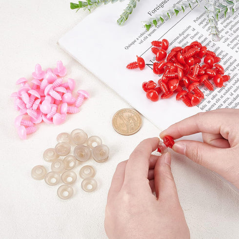 NBEADS 200 Sets Heart Safety Eyes 12mm, Crochet Nose Button Eye Plastic Craft Eyes Plastic Nose Buttons with Washers for Crafts DIY Sewing Craftin...