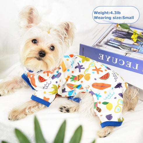 Dog Pajamas Pjs Spring Summer Dog Clothes for Small Dogs Girl - Boy - Medium Size Dogs, Soft Stretchy Puppy Clothes Doggie Onesies Cat Pet Jammies...
