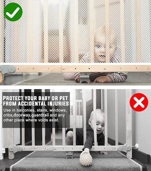 JIFTOK Baby Gate for Stairs, Banister Guard for Kids, Pets, Toys, 10ft L x 2.66 ft H, Mesh Netting Safety Net for Balcony Rail Stair, Stairway Net...
