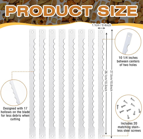 Bread Bow Knife Blades Stainless Steel Replacement Blade Bread Blade with Screws for Cake Homemade Bread Cutting Wooden Bread Knife, 10.8 Inches (...