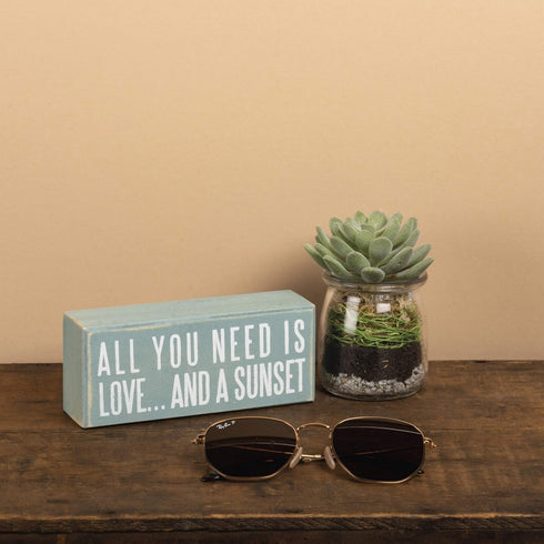Primitives by Kathy 19111 Beach-Inspired Blue Box Sign, 6 by 2.5-Inch, and a sunset...