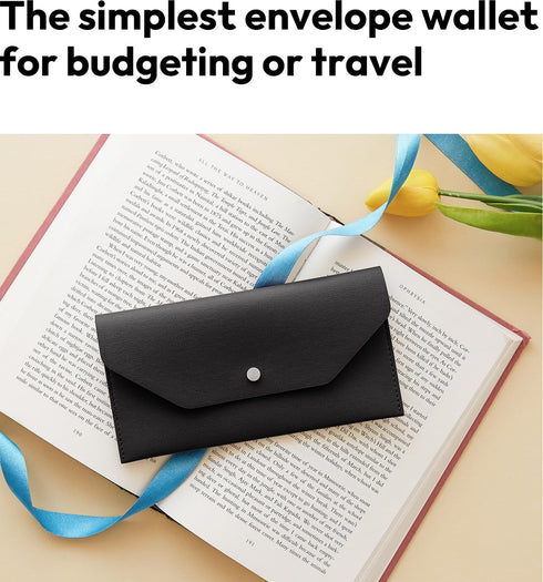 Carrotez Money Envelopes for Cash (PU Leather) Cash Envelopes for Travel and Budgeting, Reusable Cash Envelope Wallet, 1 ea, No Letter Engraving -...