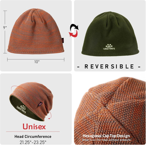 Lvaiz Mens Winter Beanie Hat Warm Fleece Lined Skull Cap for Men Reversible Women Windproof Watch Hat Knit Warm Unisex Beanie...