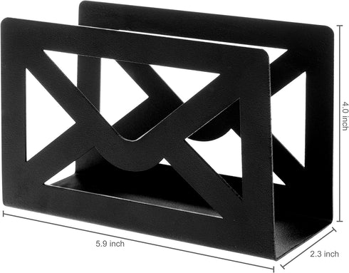 MyGift Black Metal Desktop Mail Holder with Cutout Envelope Design Home and Office Desk Letter Organizer...