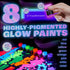 neon nights 2-IN-1 Glow In The Dark Acrylic Paint Set Glows in the Dark & under UV Blacklight - Set of 8 Self-Luminous Neon Paints for Halloween -...