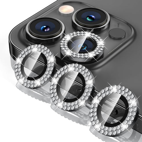 Tensea for iPhone 14 Pro/iPhone 14 Pro Max Camera Lens Protector Bling, Protection Camera Cover Tempered Glass Screen Protector Diamond Metal Indi...