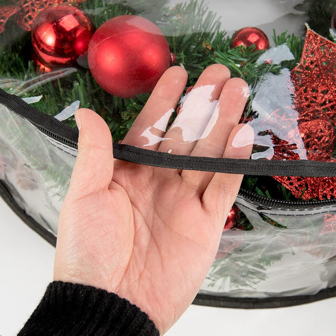 CINPIUK Clear Wreath Storage Bag 24 Inch Christmas Wreath Storage Container, Heavy Duty Wreath Protector with Handle for Holiday Seasonal Wreath G...