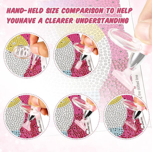 Chuangdi 2 Pieces Diamond Painting Pen LED Drill Pens Diamond Painting Accessories 12 Pen Heads, 2 Anti-Slip Mats, 2 Wax Organizer Cases for DIY P...