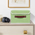 Collapsible Storage Bins with Lids & PU Leather Handles - PP Plastic Board Washable Linen Fabric Storage Box, Foldable Storage Cube for Home Bedro...