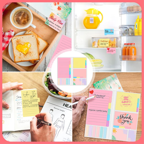 Sticky Notes Set, Post Self-Stick Notes Pads for Journaling Notebook Planner Study, Office Supplies College Essentials Back to School Supplies for...