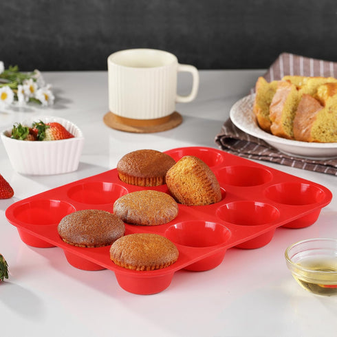 Silicone Muffin Pan, 12 Cups Non Stick Cupcake Pan, Great for Making Muffin Cakes, Bread, Tart, BPA Free and Dishwasher Safe...