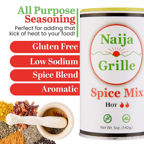 Naija Grille Seasoning - Hot - All Purpose Spice Mix for Chicken, Beef, Fish, Vegetables, and More - Elevate Flavor with Seasoning for Cooking, Gr...