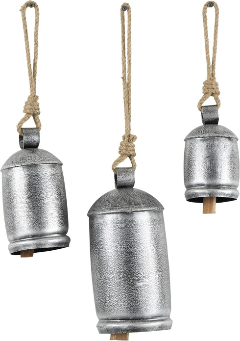 Deco 79 Rustic Metal Cowbell Decorative Bells, 5", 4", 3"H, Silver...