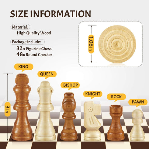 56 Pieces Wooden Checkers Pieces Handcrafted Chess with Drawstring Storage Pouch Classic Wooden Chess Game Set Board Games Accessories in 2 Styles...