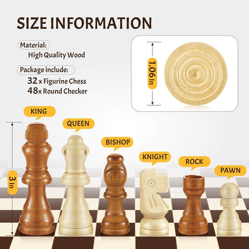 80 Pieces Wooden Checkers Pieces Handcrafted Chess with Drawstring Storage Pouch Classic Wooden Chess Game Set Board Games Accessories in 2 Styles...